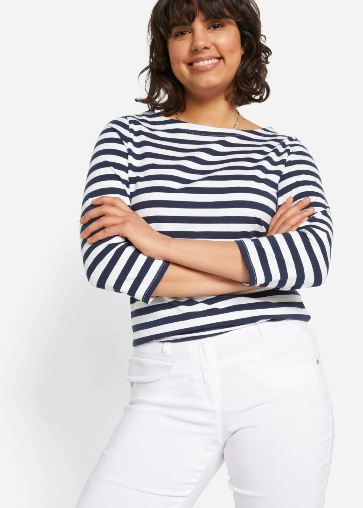 bonprix bonprix Pantalón elástico de corte recto de bengalina Blanco New
