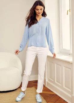 bonprix bonprix Pantalón elástico de corte recto de bengalina Blanco New