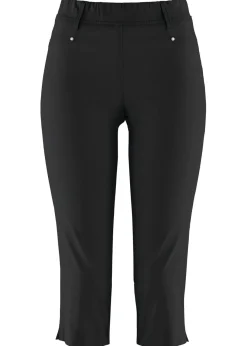 bonprix bonprix Pantalón elástico de corte capri con cintura elástica Negro Hot