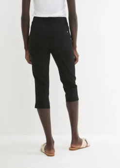 bonprix bonprix Pantalón elástico de corte capri con cintura elástica Negro Hot