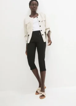 bonprix bonprix Pantalón elástico de corte capri con cintura elástica Negro Hot