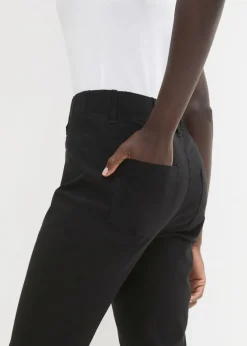 bonprix bonprix Pantalón elástico de corte capri con cintura elástica Negro Hot