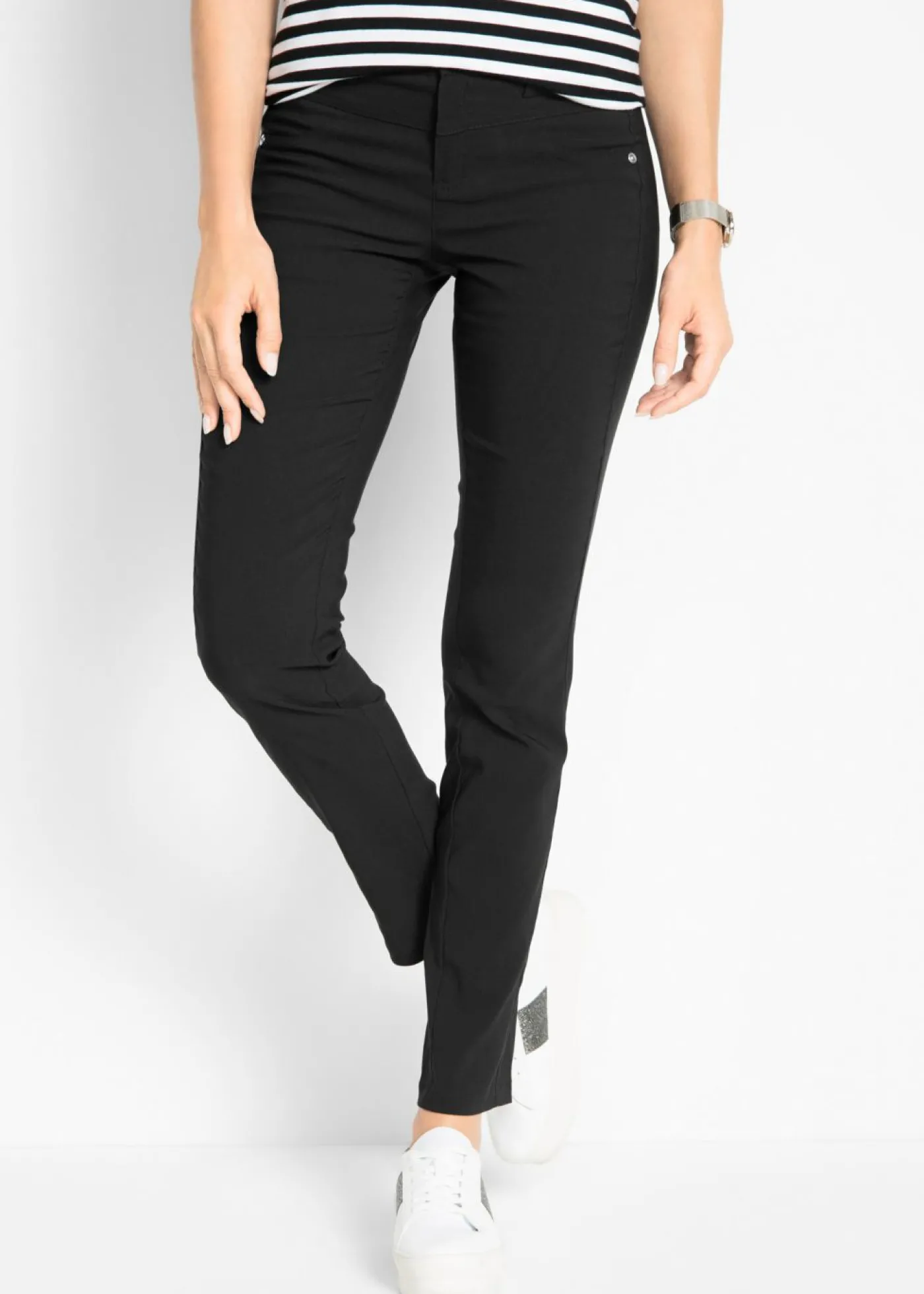 bonprix bonprix Pantalón elástico de corte recto de bengalina Negro Hot