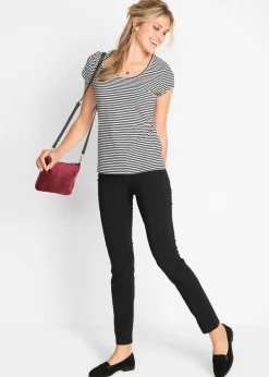 bonprix bonprix Pantalón elástico de corte recto de bengalina Negro Hot