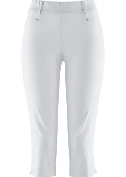 bonprix bonprix Pantalón elástico de corte capri con cintura elástica Blanco Discount
