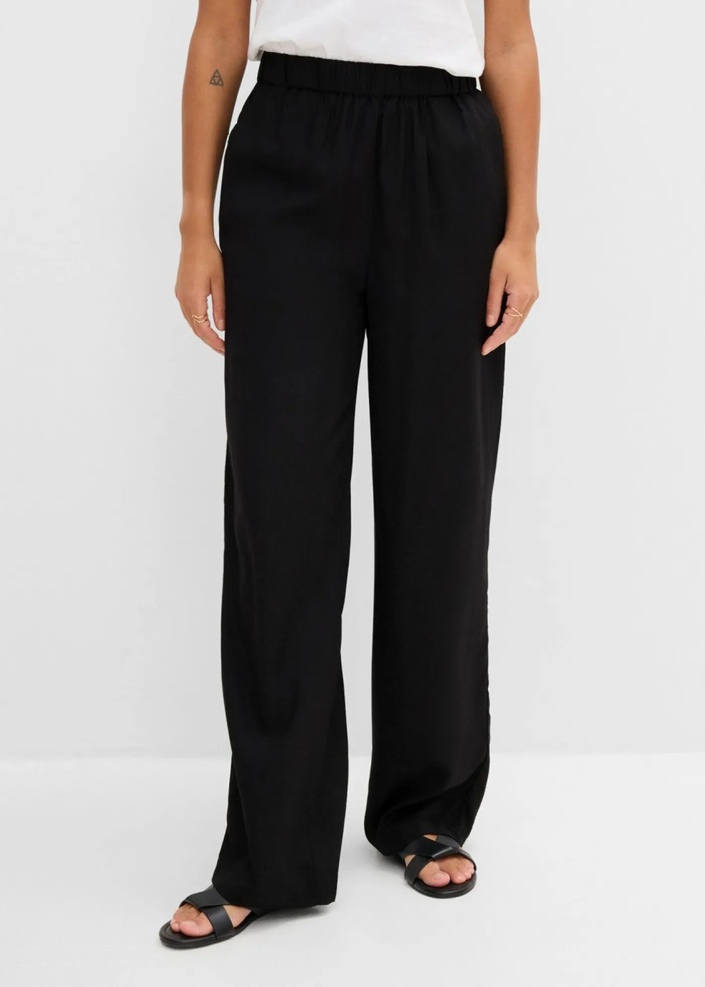 bonprix bonprix Pantalón elástico de viscosa con cinturilla cómoda Negro Online