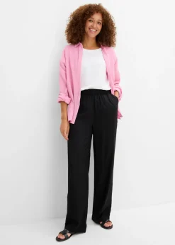 bonprix bonprix Pantalón elástico de viscosa con cinturilla cómoda Negro Online