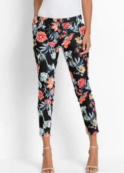bonprix bonprix Pantalón elásticos 7/8 Negro con flores Discount