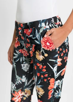 bonprix bonprix Pantalón elásticos 7/8 Negro con flores Discount