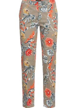 bonprix bonprix Pantalón elásticos 7/8 Marrón grisáceo de flores Clearance