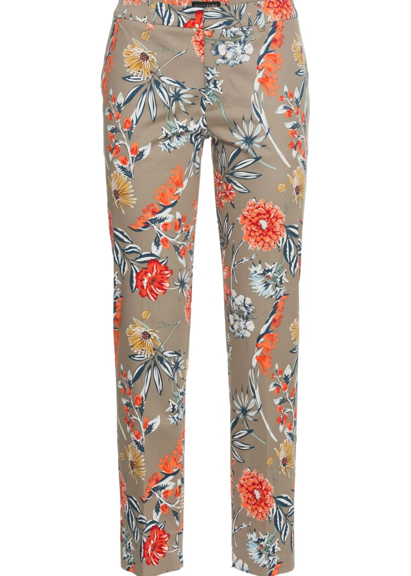 bonprix bonprix Pantalón elásticos 7/8 Marrón grisáceo de flores Clearance