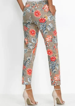 bonprix bonprix Pantalón elásticos 7/8 Marrón grisáceo de flores Clearance