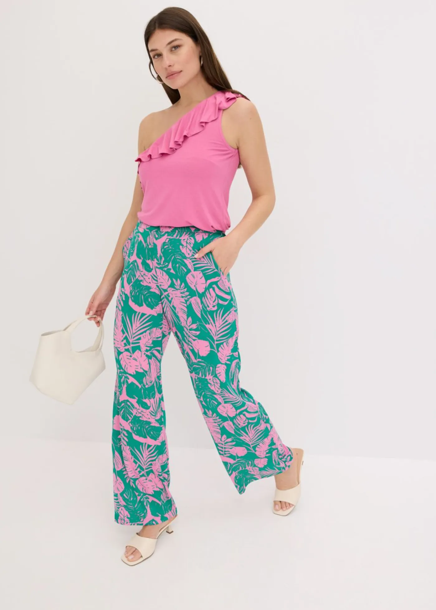 bonprix bonprix Pantalón estampado rosa chicle-verde