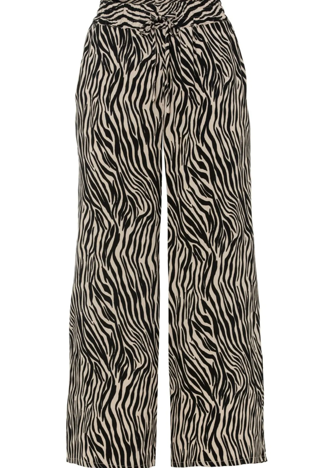 bonprix bonprix Pantalón estampado de viscosa fluida estampado cebra negro / arena Sale