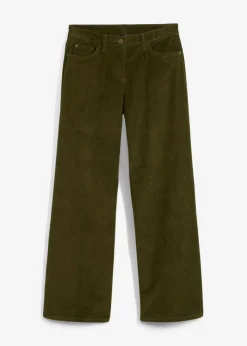 bonprix bonprix Pantalón estilo Marlene de pana Verde oliva oscuro Hot