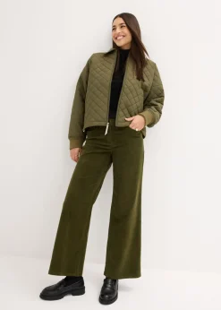 bonprix bonprix Pantalón estilo Marlene de pana Verde oliva oscuro Hot