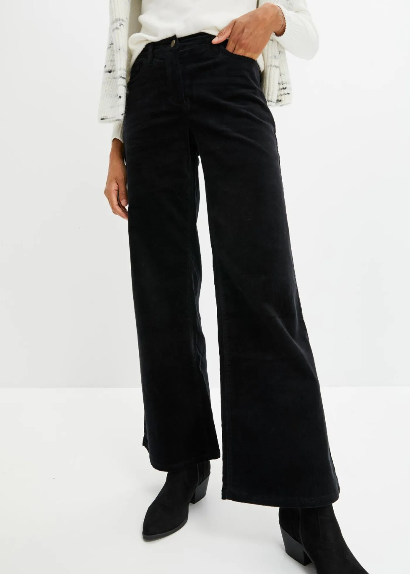 bonprix bonprix Pantalón estilo Marlene de pana Negro New