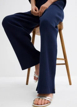 bonprix bonprix Pantalón estructurado de algodón puro Azul marino Discount