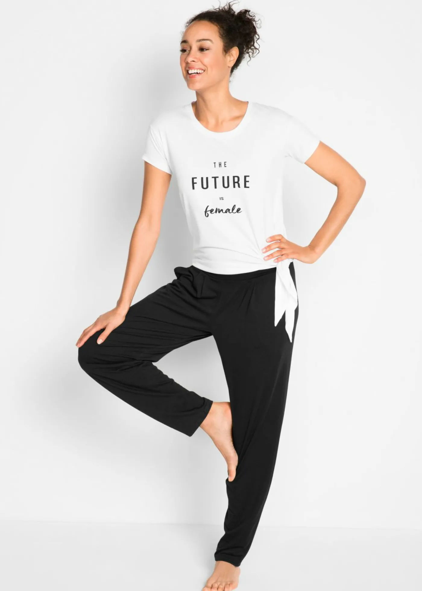bonprix bonprix Pantalón harem con viscosa Negro Discount
