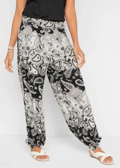 bonprix bonprix Pantalón harem de punto de mezcla de viscosa fluida Negro