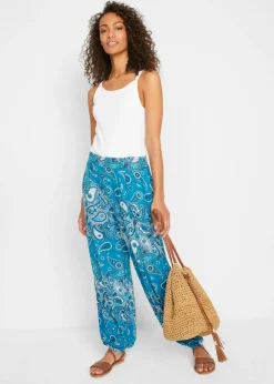 bonprix bonprix Pantalón harem de punto de mezcla de viscosa fluida turquesa Outlet