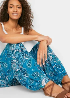 bonprix bonprix Pantalón harem de punto de mezcla de viscosa fluida turquesa Outlet