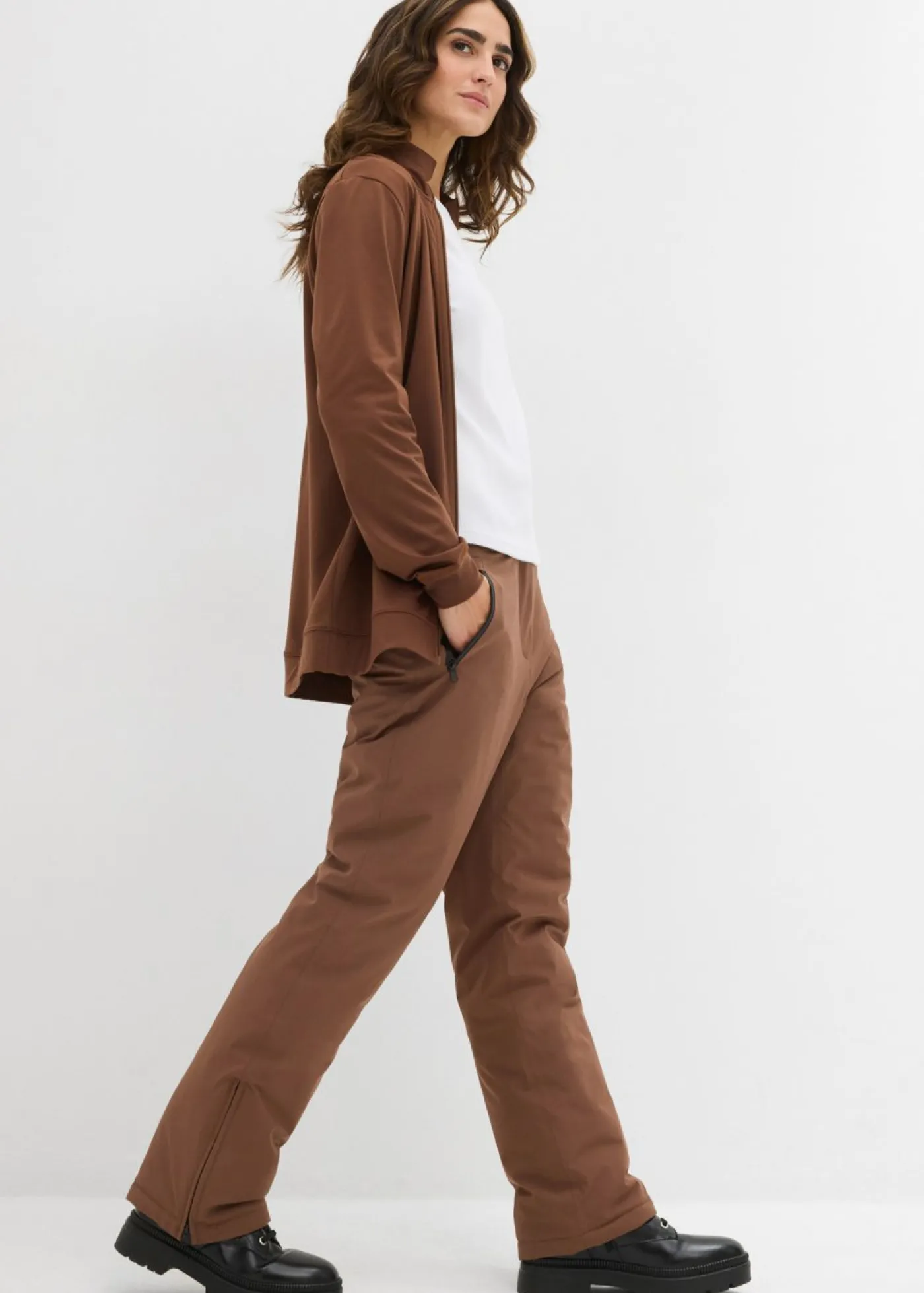 bonprix bonprix Pantalón impermeable de esquí Marrón claro Hot