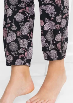 bonprix bonprix Pantalón largo de pijama de algodón orgánico puro (2 unidades) Negro Discount