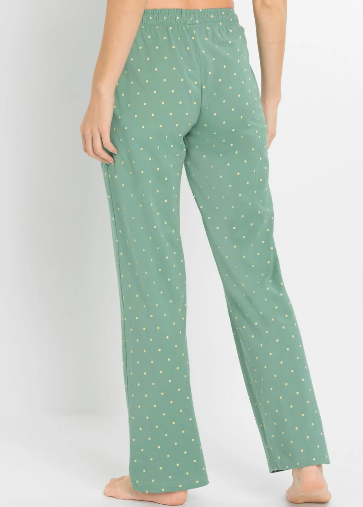 bonprix bonprix Pantalón largo de pijama de algodón puro (2 unidades) salvia ahumado+negro topos Best