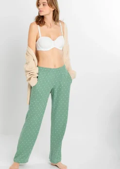 bonprix bonprix Pantalón largo de pijama de algodón puro (2 unidades) salvia ahumado+negro topos Best
