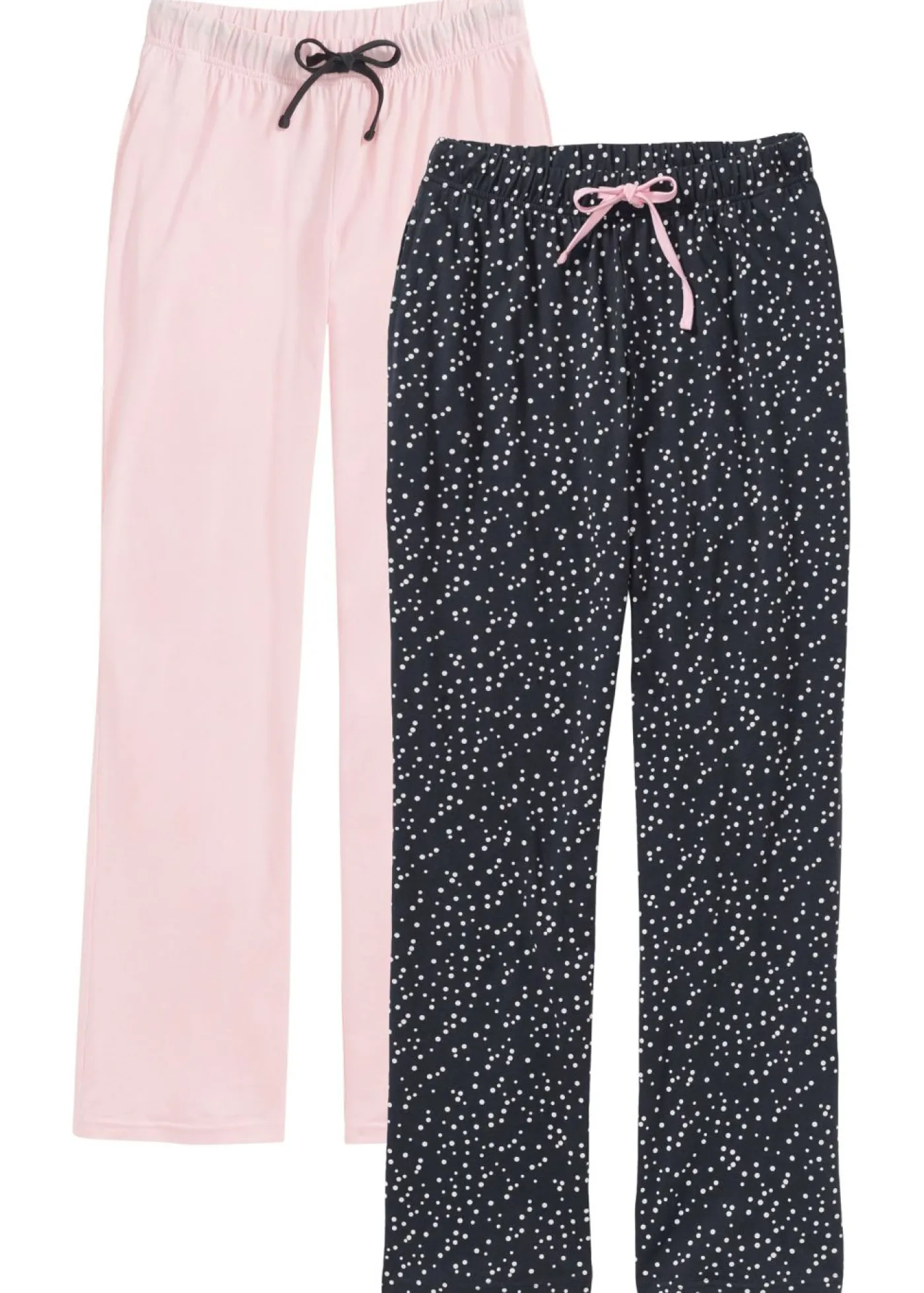 bonprix bonprix Pantalón largo de pijama de algodón orgánico puro (2 unidades) Azul grisáceo con lunares/rosa empolvado Sale