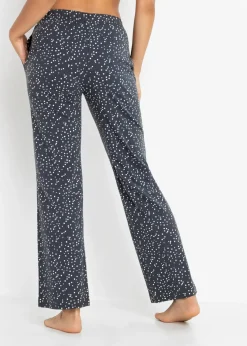 bonprix bonprix Pantalón largo de pijama de algodón orgánico puro (2 unidades) Azul grisáceo con lunares/rosa empolvado Sale
