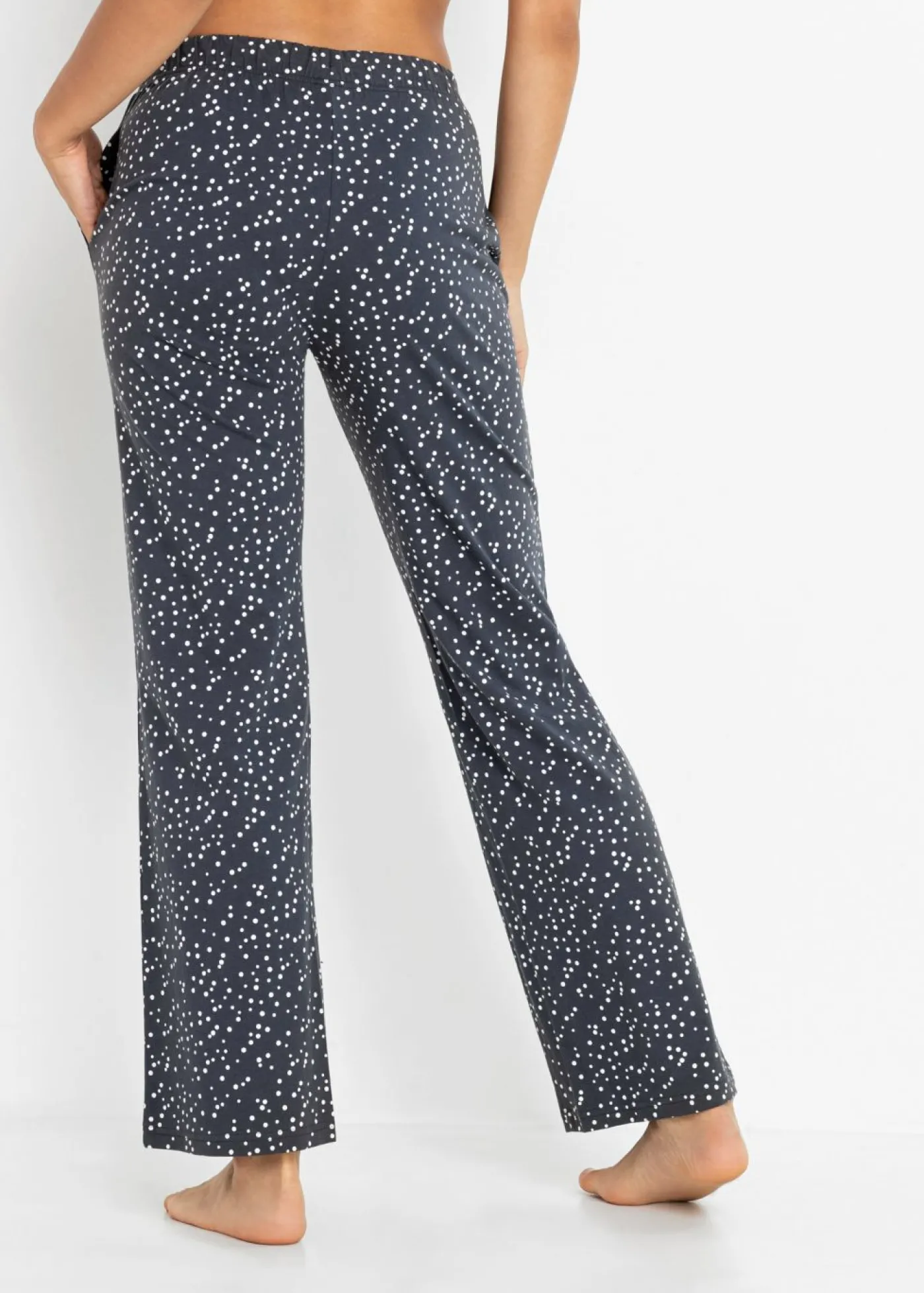 bonprix bonprix Pantalón largo de pijama de algodón orgánico puro (2 unidades) Azul grisáceo con lunares/rosa empolvado Sale