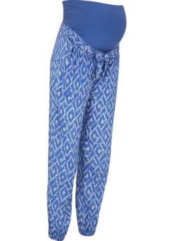 bonprix bonprix Pantalón ligero premamá de viscosa con corte holgado Azul zafiro-blanco con estampado gráfico Discount