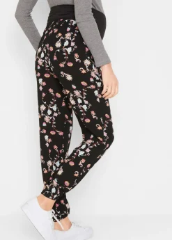 bonprix bpc bonprix collection Pantalón ligero premamá de viscosa con corte holgado Negro estampado Sale