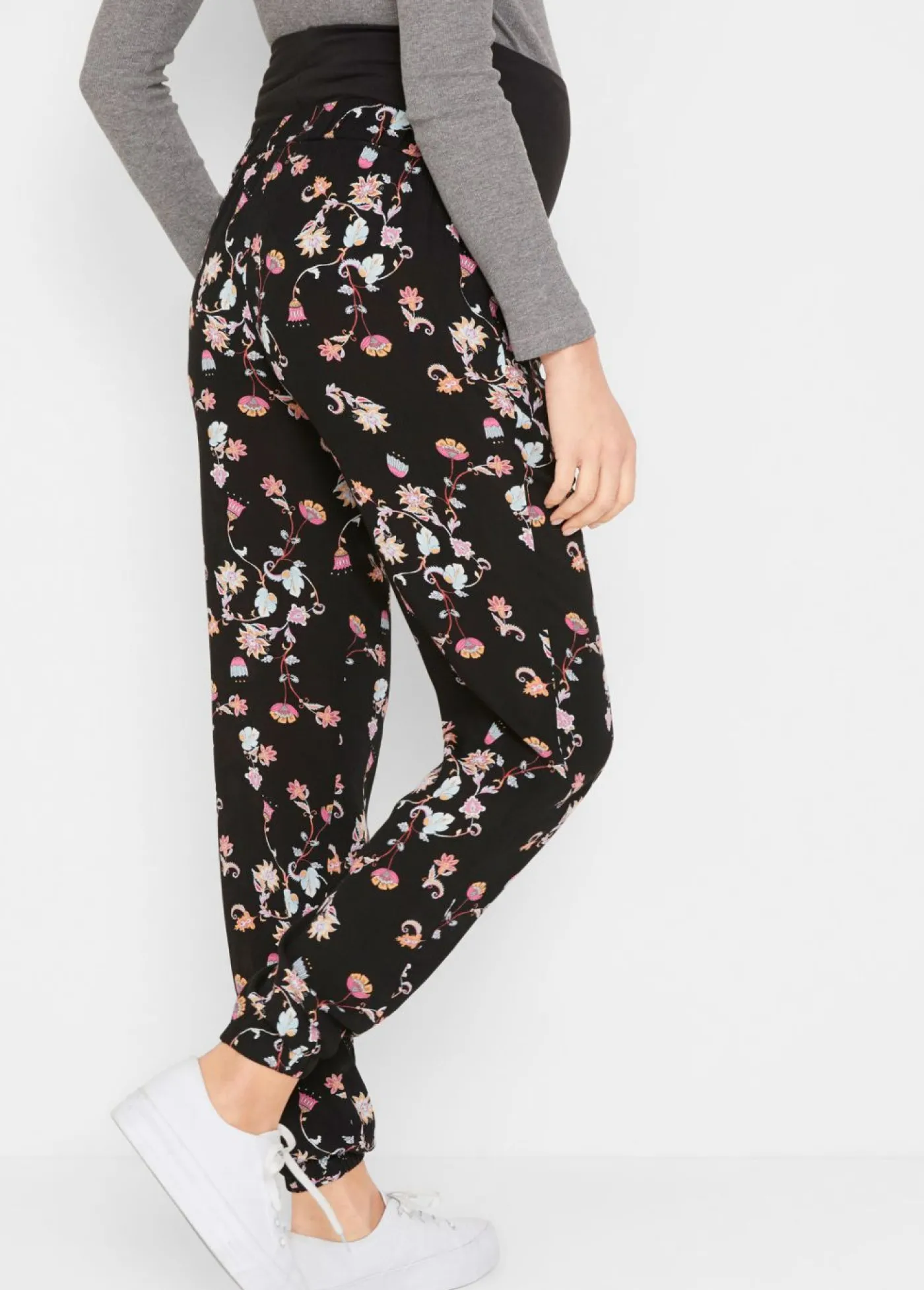 bonprix bpc bonprix collection Pantalón ligero premamá de viscosa con corte holgado Negro estampado Sale