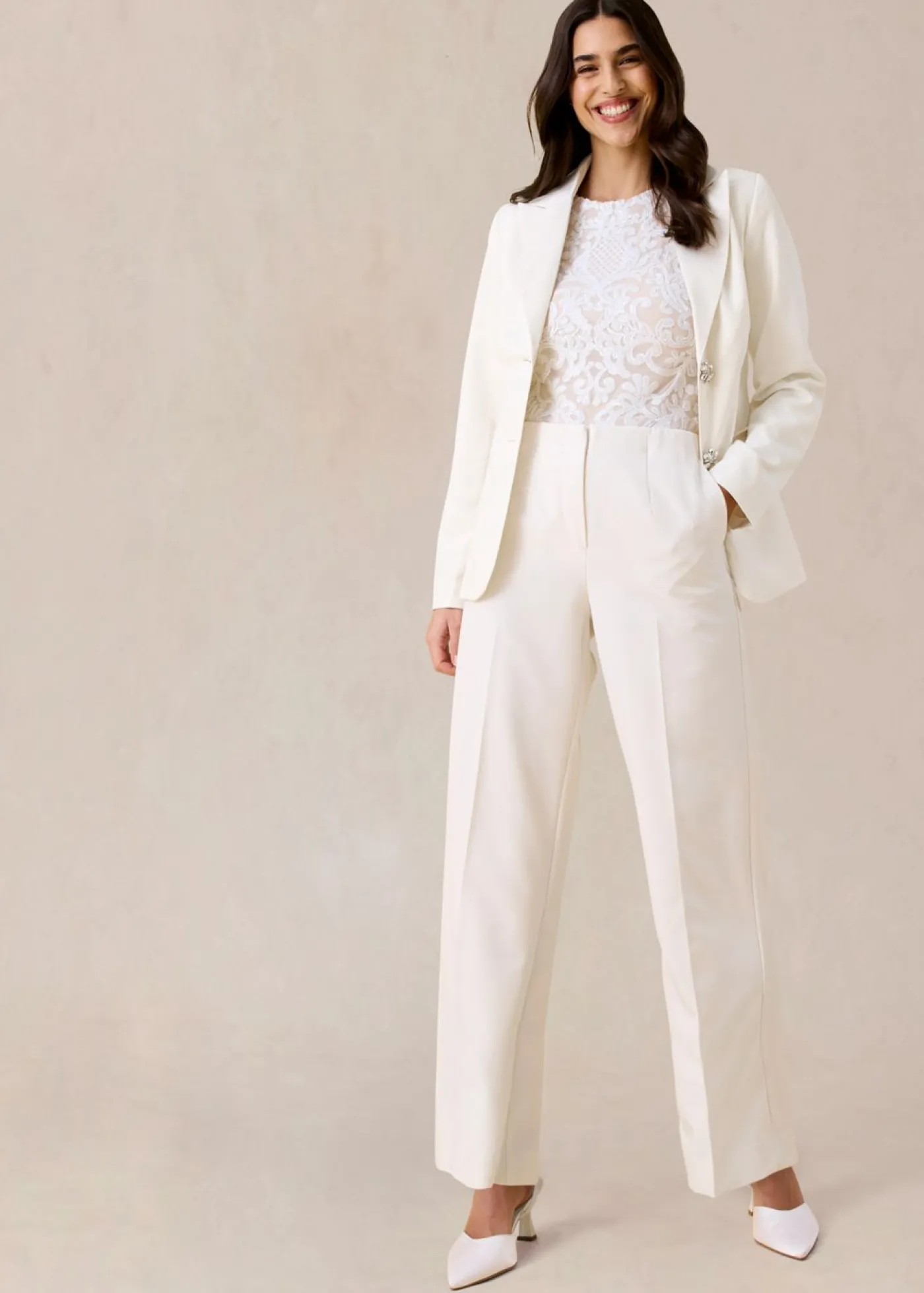 bonprix bonprix Pantalón Marlene Blanco lana Discount
