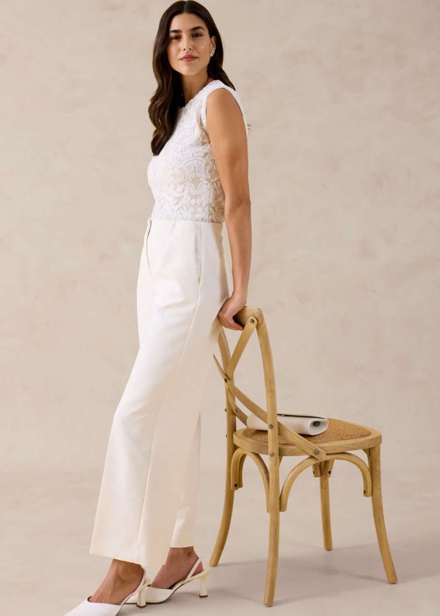 bonprix bonprix Pantalón Marlene Blanco lana Discount
