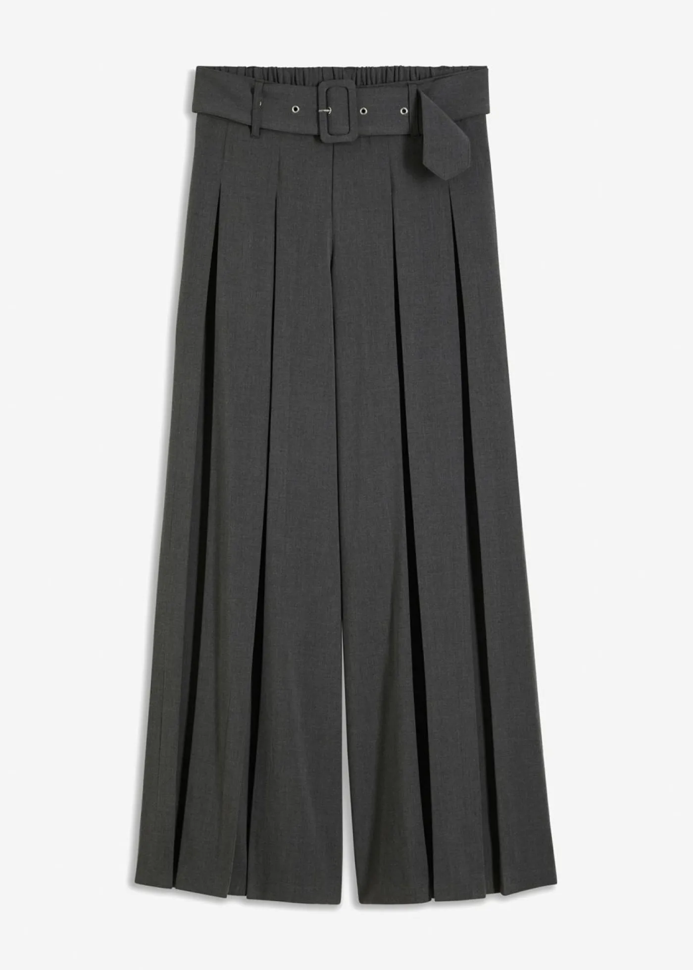 bonprix bonprix Pantalón Marlene ancho con mezcla de viscosa fluida Antracita jaspeado