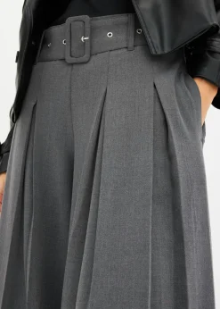 bonprix bonprix Pantalón Marlene ancho con mezcla de viscosa fluida Antracita jaspeado