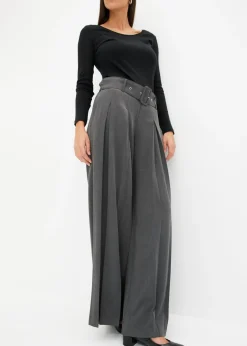 bonprix bonprix Pantalón Marlene ancho con mezcla de viscosa fluida Antracita jaspeado Outlet