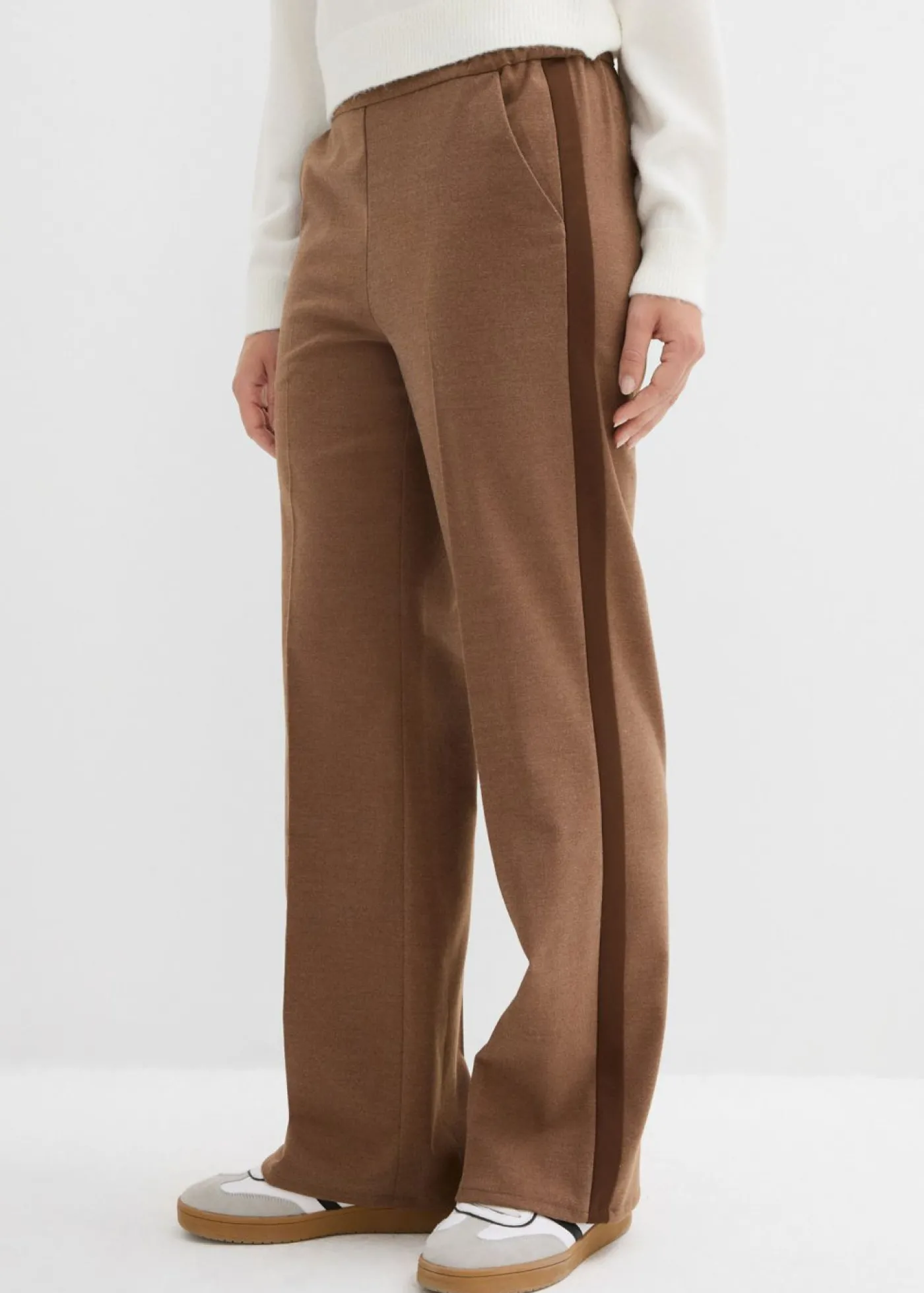 bonprix bonprix Pantalón Marlene con aspecto de lana marrón pimienta moteado Sale