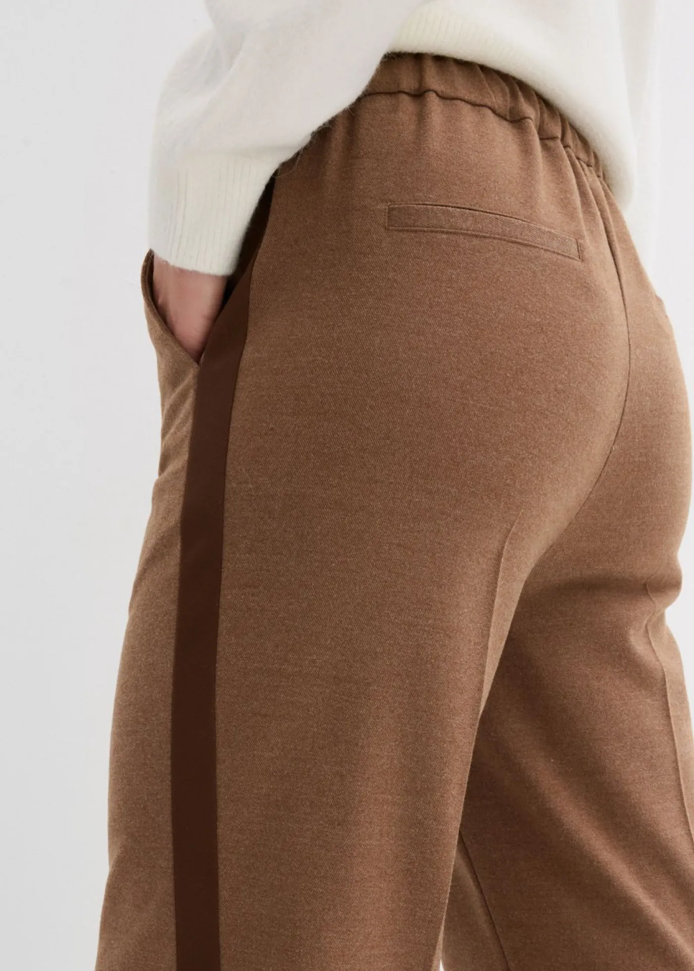 bonprix bonprix Pantalón Marlene con aspecto de lana marrón pimienta moteado Sale