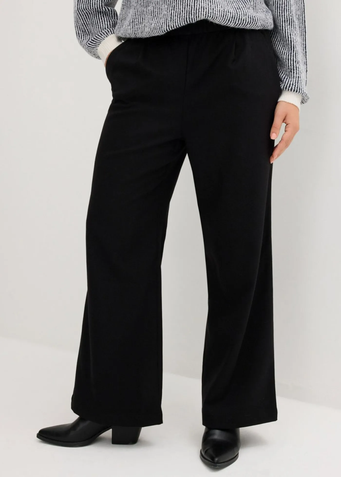 bonprix bonprix Pantalón Marlene con aspecto de lana Negro Online