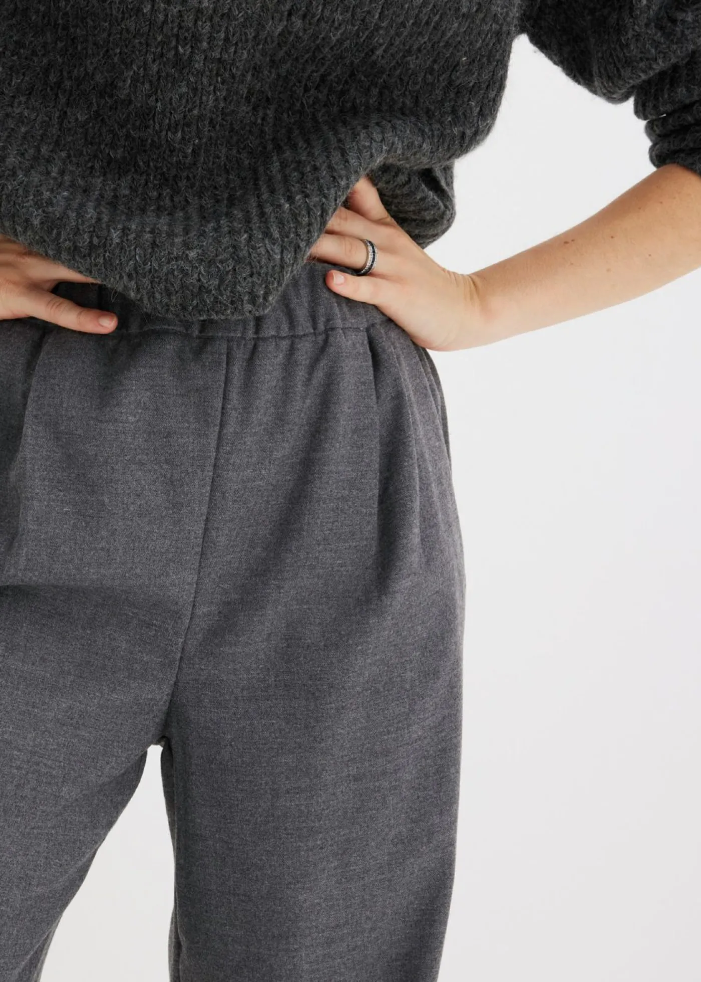 bonprix bonprix Pantalón Marlene con aspecto de lana Antracita jaspeado Outlet