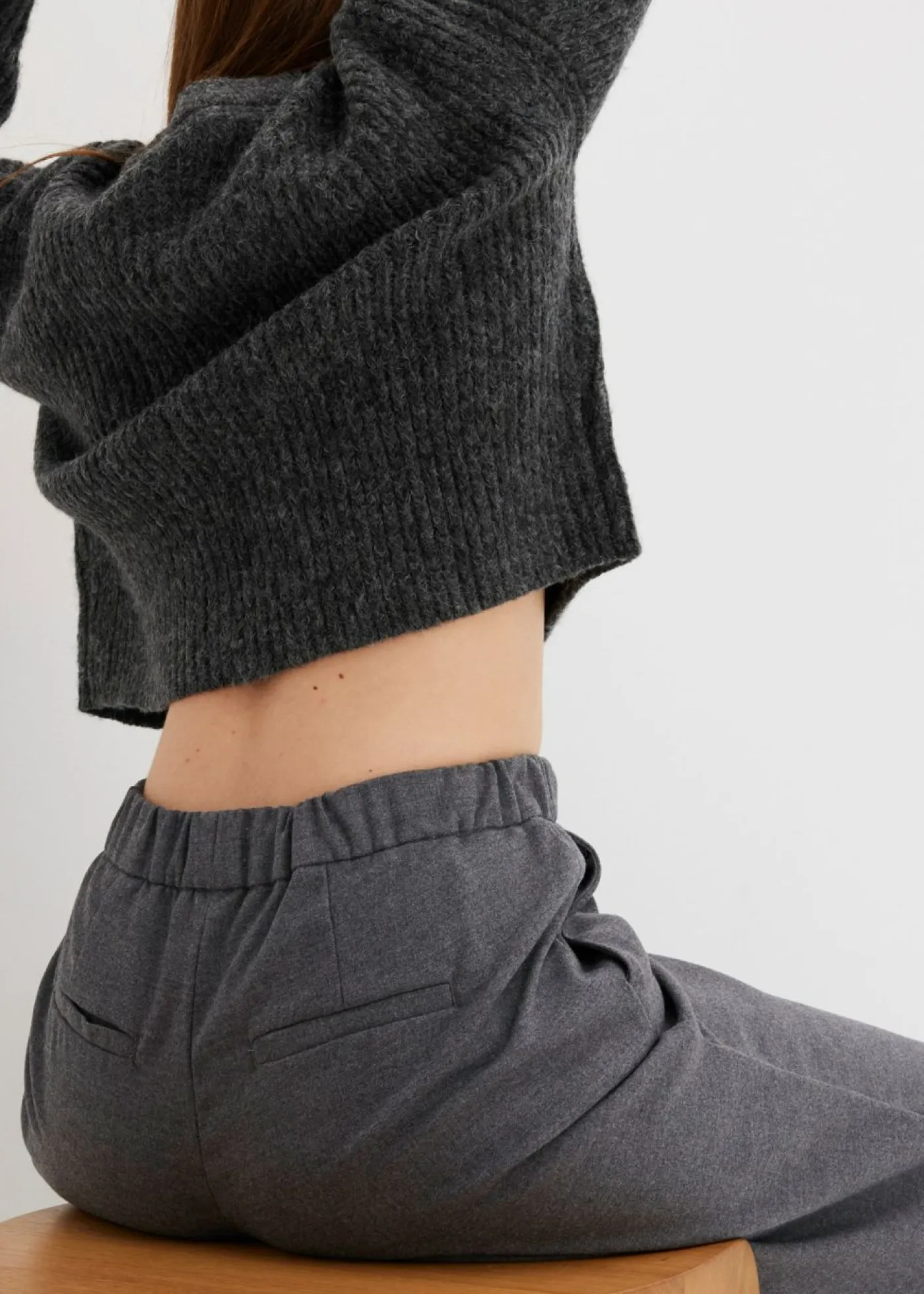 bonprix bonprix Pantalón Marlene con aspecto de lana Antracita jaspeado Outlet