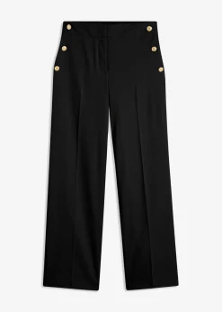 bonprix bonprix Pantalón Marlene con botones decorativos Negro Clearance