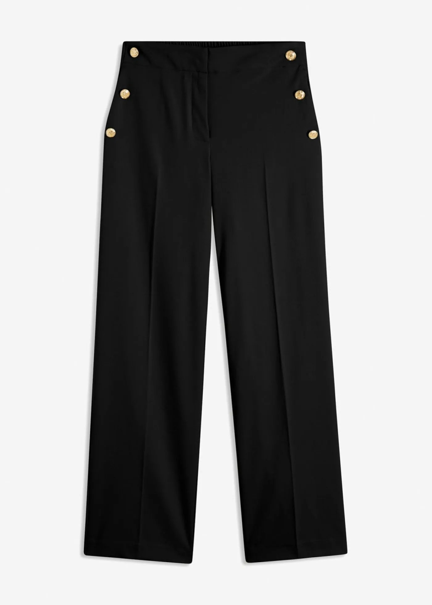 bonprix bonprix Pantalón Marlene con botones decorativos Negro Clearance