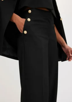 bonprix bonprix Pantalón Marlene con botones decorativos Negro Clearance