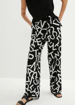 bonprix bonprix Pantalón Marlene con cinturón Verde pimiento/gris guijarro con estampado de gráfico Sale